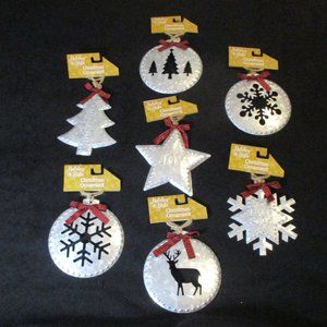 Woodland Farmhouse Cutout Aluminum Ornament Set of 7 Rustic